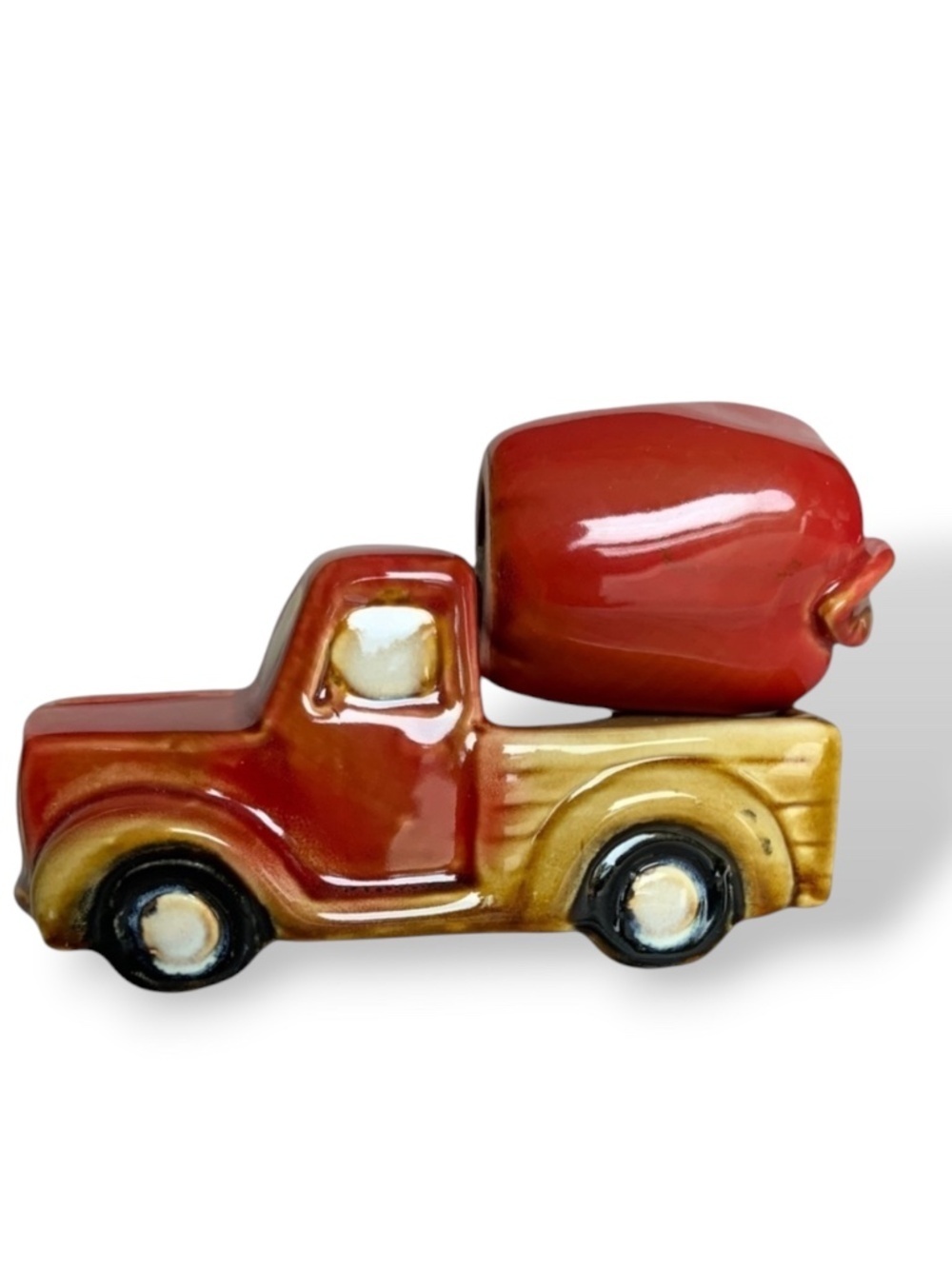 Apple Farmhouse Salt Pepper Shaker Set Ceramic Vintage MCM Truck with Apple
